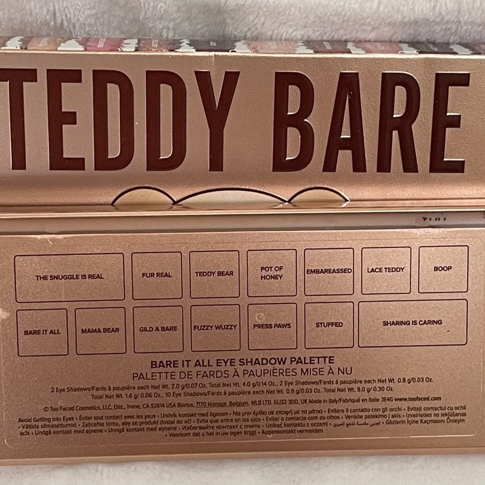 Too Faced Teddy Bare Wye Shadow Palette New in Box